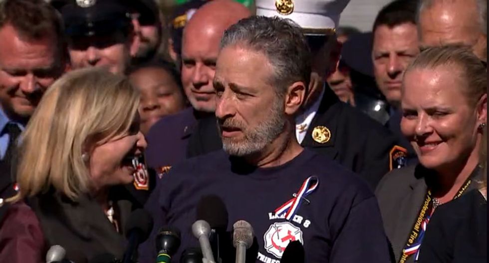 Jon Stewart calls for US to fund 9/11 rescue workers' healthcare permanently