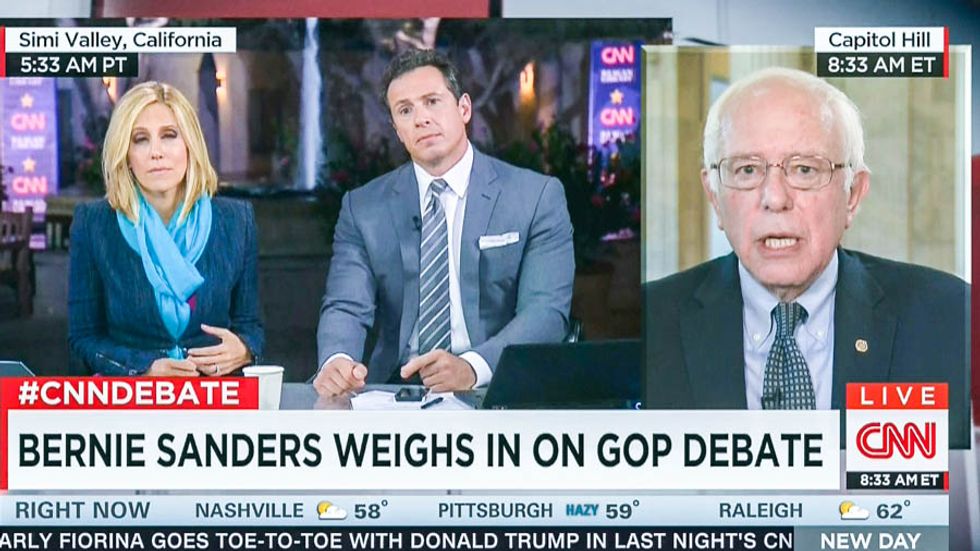 'It was painful': Bernie Sanders tells CNN that GOP debate was so bad he had to turn it off