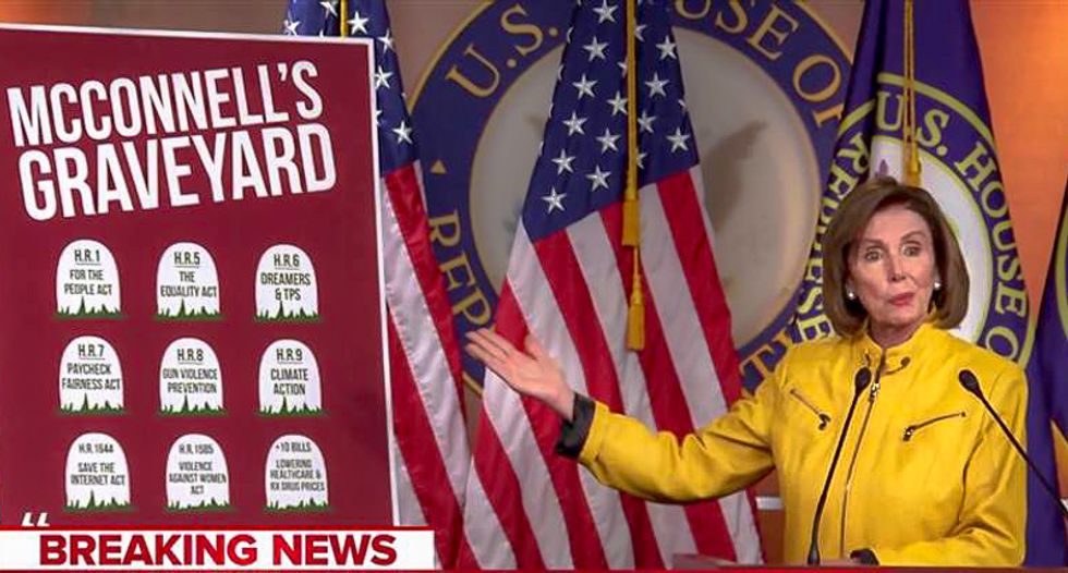 'McConnell's Graveyard': Nancy Pelosi trolls Mitch McConnell and his 'Grim Reaper' political campaign