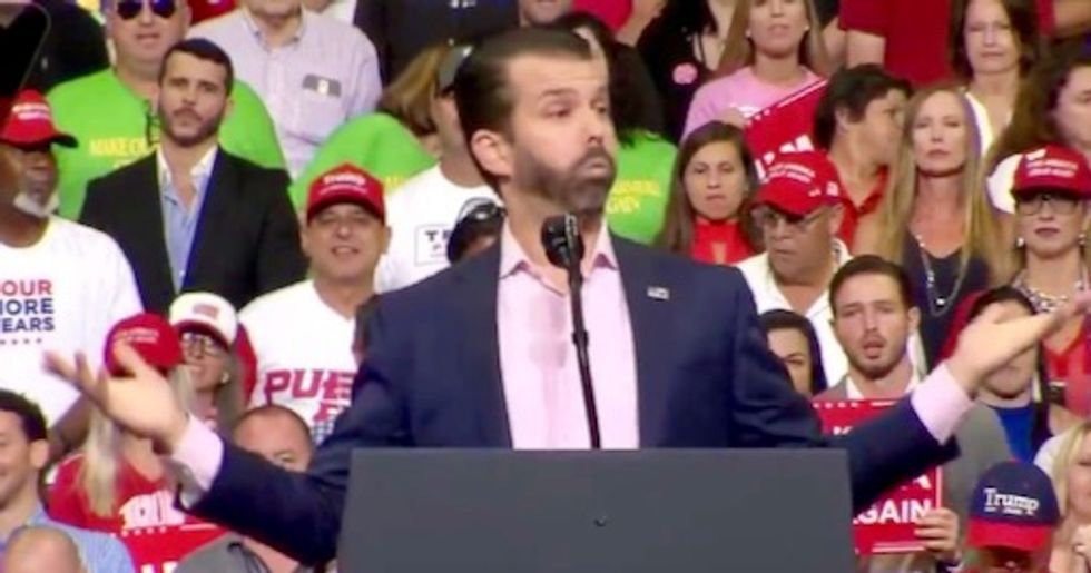 Donald Trump Jr. blasted for mocking Biden’s promise to cure cancer – minutes before his father promises to cure cancer