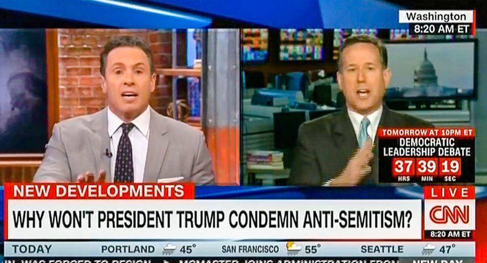 'This is fake news': Rick Santorum melts down on CNN and blames Obama for anti-Semitism under Trump
