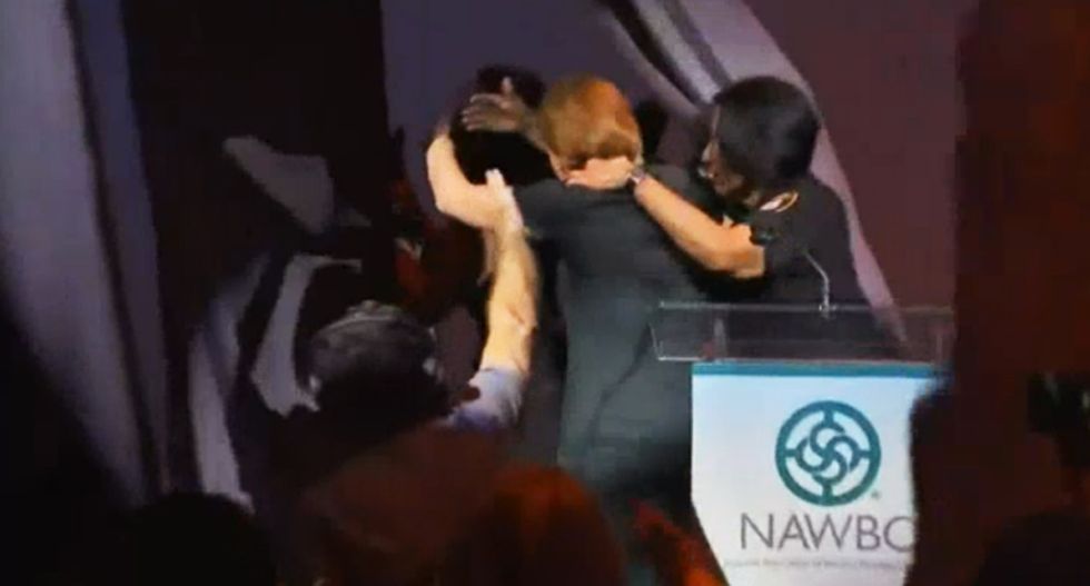 WATCH: Huge backdrop collapses on Carly Fiorina as she gives Texas speech
