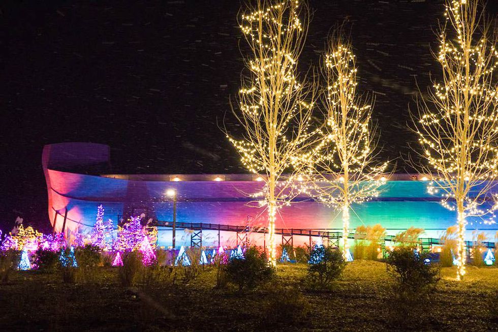 Creationist Ken Ham puts colored lights on his ark in bid to 'take back' rainbows from gay people