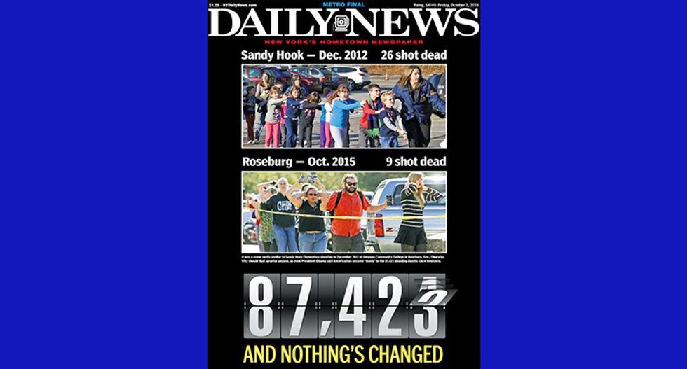 'NOTHING'S CHANGED': New York Daily News indicts gun culture in powerful post-Umpqua cover