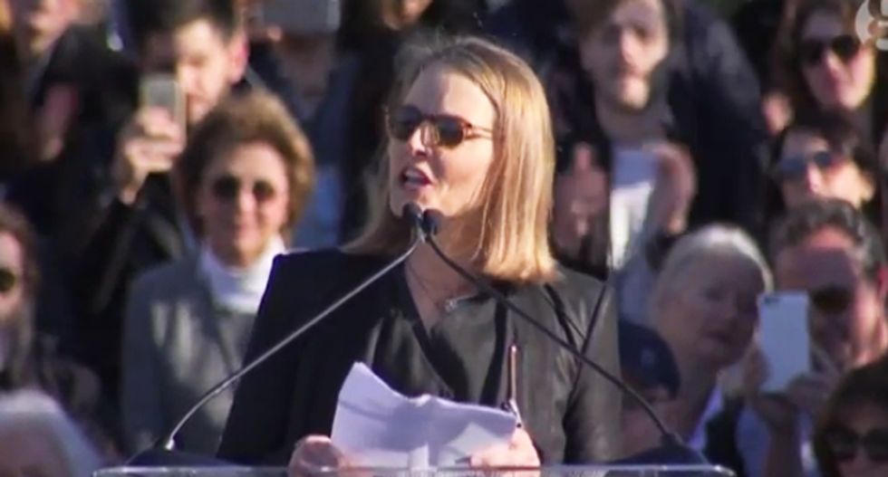 'We will not tolerate chaos and ineptitude':Watch Jodie Foster shred Trump at LA rally