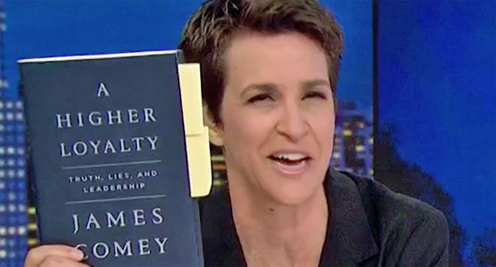 ‘The scoop is that I have this’: Watch Rachel Maddow read new shocking passages from forthcoming James Comey book