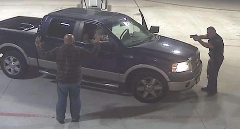 Surveillance video shows off-duty cop lied when he arrested a Texas dad for pulling a gun on him