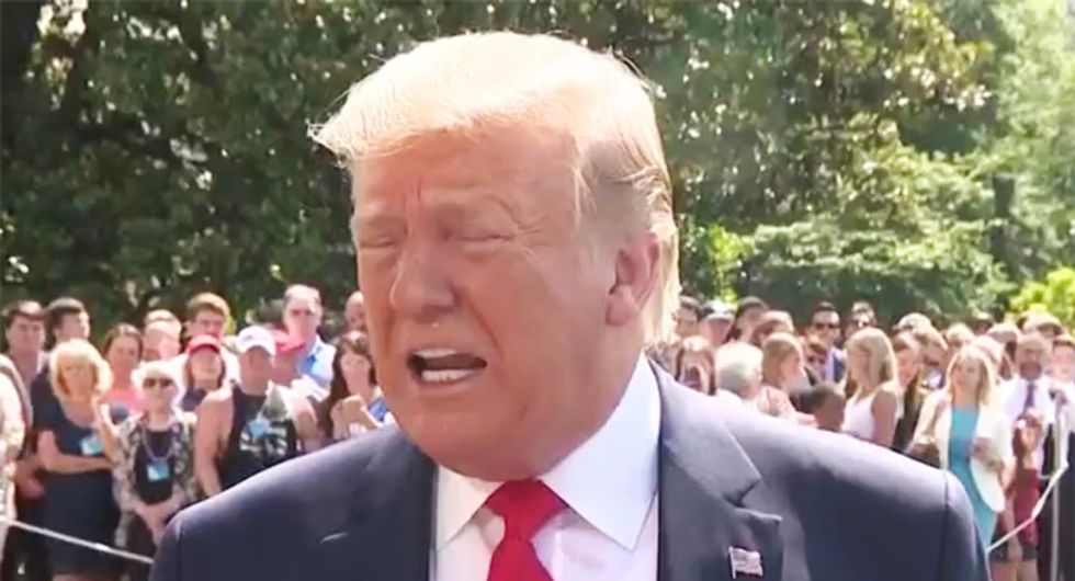 Trump boasts his disastrous July 4th speech will lead to a jump in military enlistments in rambling South Lawn appearance