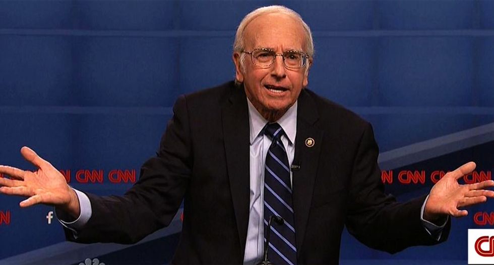 WATCH: SNL recruits Larry David to play Bernie Sanders kvetching at the Dem debate -- and he kills it
