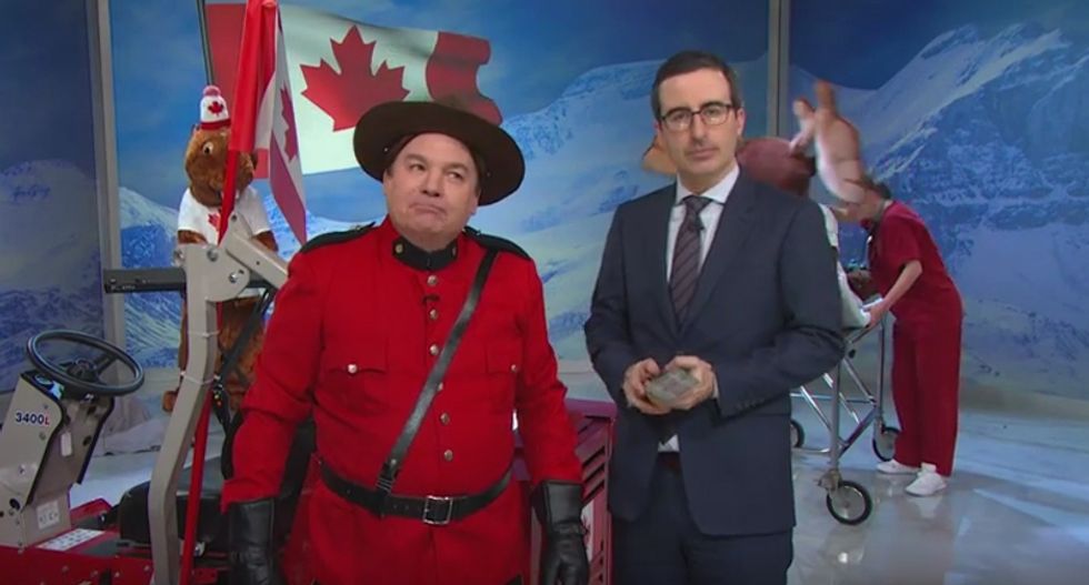 John Oliver and Mike Myers want Canadians to break up with their ‘dickhead boyfriend’ Stephen Harper