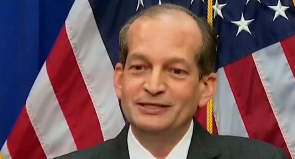 WATCH: Acosta gives a cryptic response when asked if Jeffrey Epstein is an intelligence asset