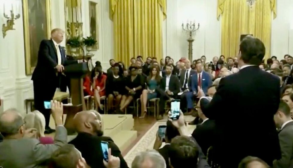 Trump uses slur to praise right wing social media extremists for unbelievable’ posts at White House ‘Summit’