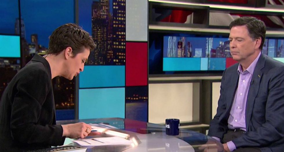 Comey describes to MSNBC's Maddow his 'unusual' Oval Office meeting with Trump where they discussed 'Russian hookers'