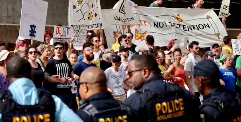 Dozens arrested as over 1,000 Jewish activists and allies shut down entrances to ICE headquarters demanding closure of Trump's detention camps
