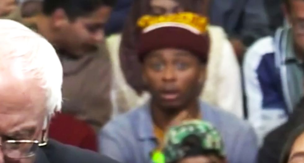 Watch this college student's perfect 'Oh shit' face as Bernie Sanders drops a bombshell about legal pot