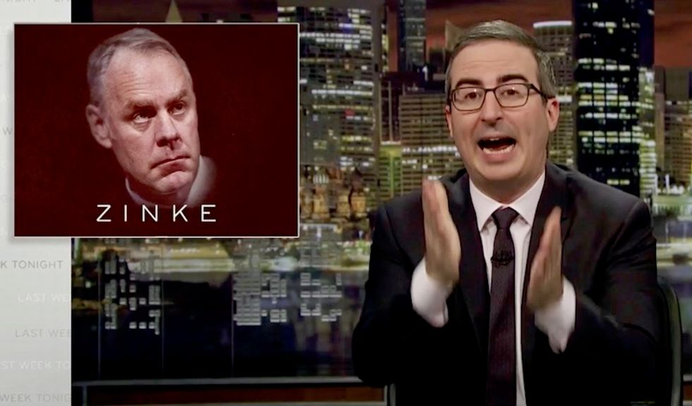 Watch: John Oliver busts 'deeply strange' fake geologist Ryan Zinke who Trump named secretary of the interior