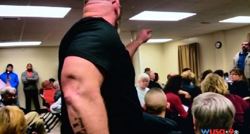 WATCH: Virginia town hall meeting descends into chaos as anti-Muslim bigots scream insults