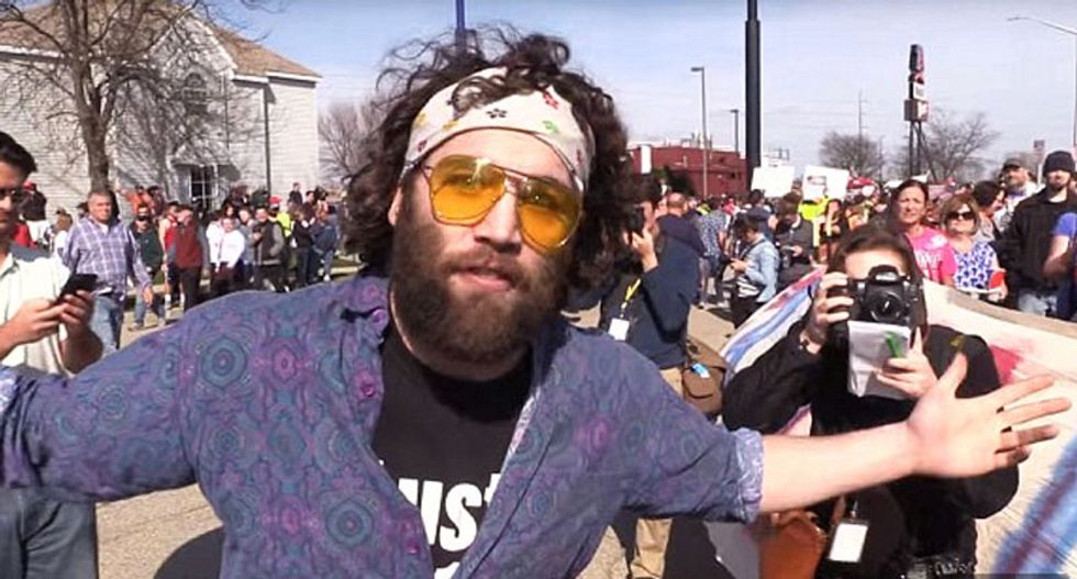 'It's a f*cking show!': Anti-Trump protester face-plants during backflip after calling supporter a 'fat b*tch'