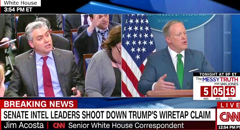 'Calm down': Sean Spicer blows up at reporters after Intel committee says no wiretapping of Trump