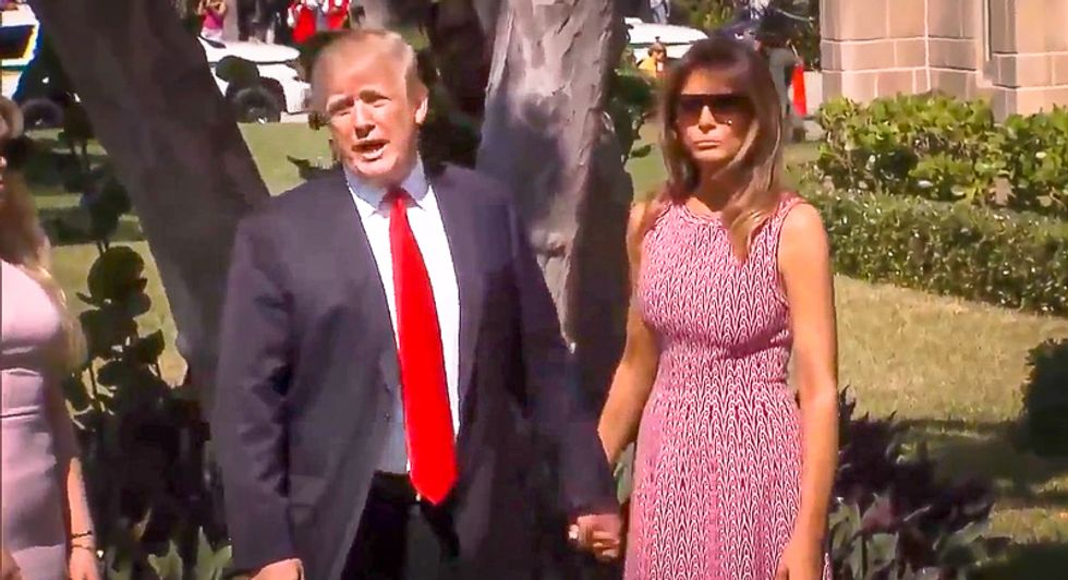 WATCH: Trump stands in front of church and attacks immigrants on Easter Sunday