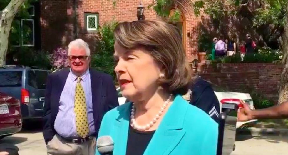 'I think he's going to get himself out': Feinstein hints that Trump may resign at Q&A session