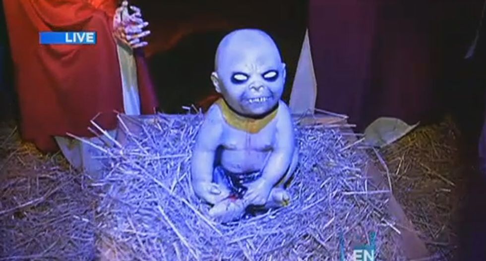 Zombie nativity scene draws $500 a day fine from town as Christian protesters descend