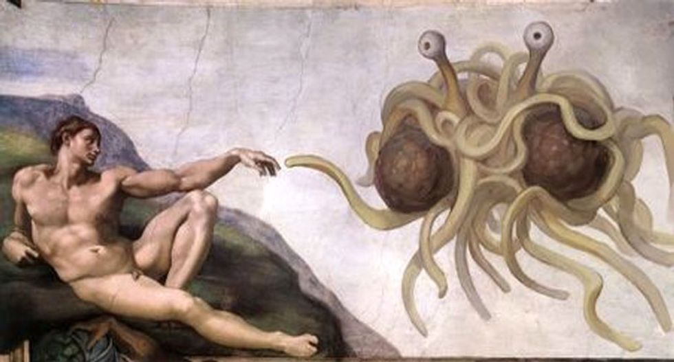 Florida atheists win the 'war on Christmas' as Flying Spaghetti Monster and beer pole replace baby Jesus