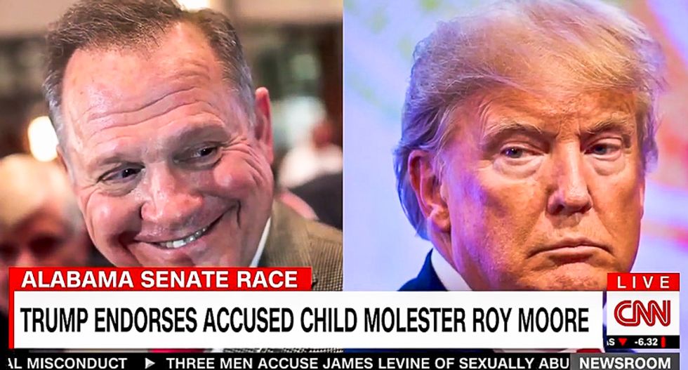 CNN graphic busts Trump for pervy move in Alabama race: 'Trump endorses accused child molester Roy Moore'