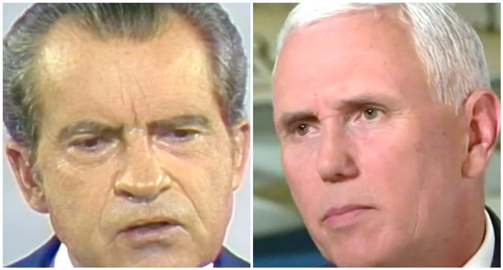 WATCH: Morning Joe nails stunning similarities between Mike Pence and Nixon calling for end to investigations