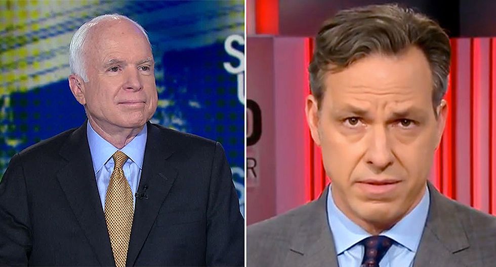 WATCH: CNN's Jake Tapper rains hell on Fox guest who accused POW John McCain of betraying his country