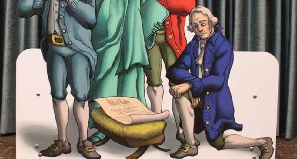 Mock nativity with Jesus as Bill of Rights pulled from Texas Capitol after Gov. Abbott complains