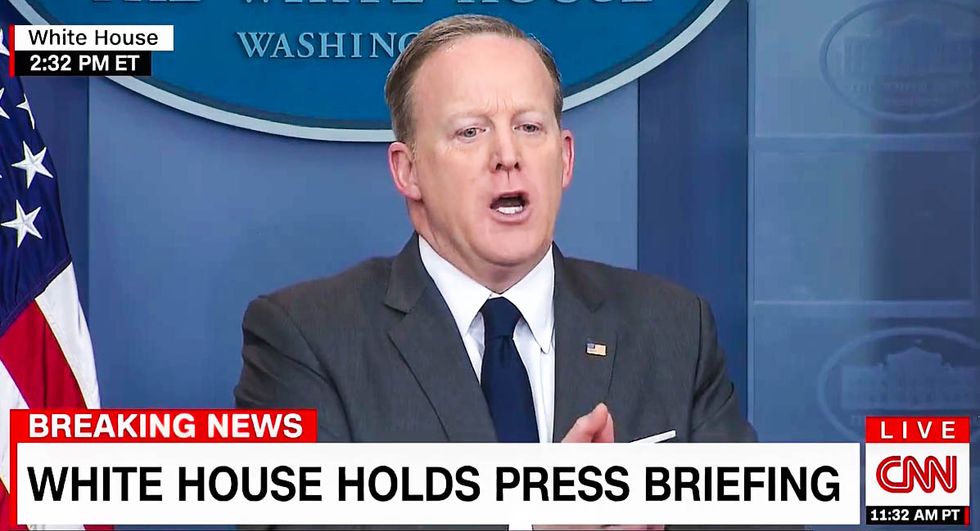 Sean Spicer bashes the media for rushing to judgment when asked about white supremacist murderer