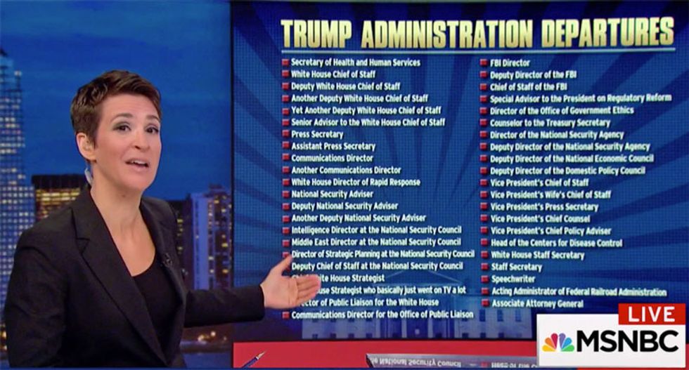 'Flunking out, resigning and getting fired': Maddow hilariously mocks growing list of White House departures