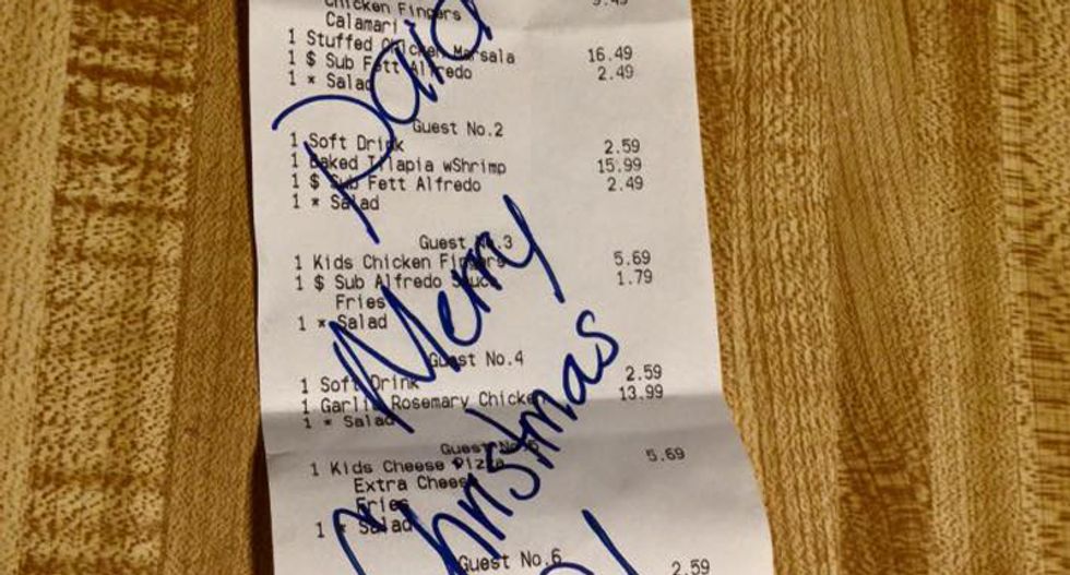 Muslim family touched after stranger pays dinner tab and wishes them 'Merry Christmas, beautiful family'
