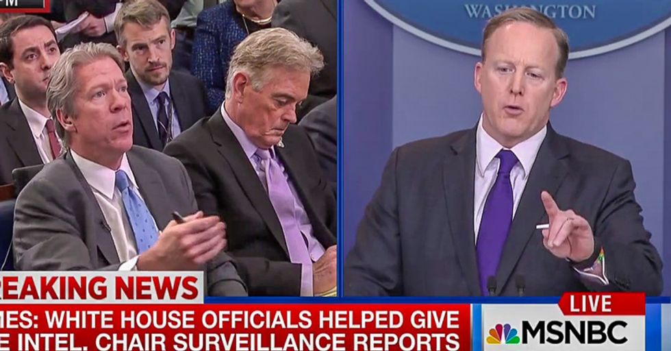 'I never said I would provide answers': Sean Spicer snaps after White House is busted for leaking to Nunes