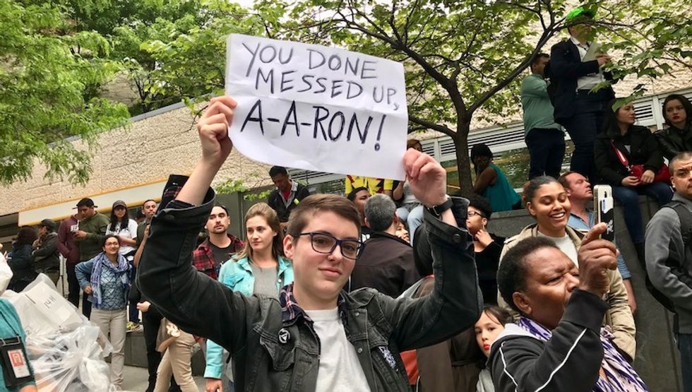 WATCH: New Yorkers taunt racist lawyer Schlossberg with awesome Latino party out front of his home