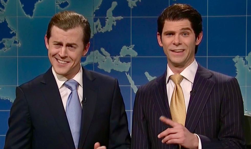 'The dishonest media is being dishonest': Watch Eric and Donald Trump Jr on SNL's Weekend Update