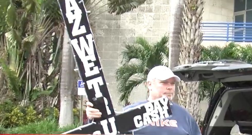 Florida atheist trolls Christian mayor with ‘tacky’ Satanic cross display outside City Hall