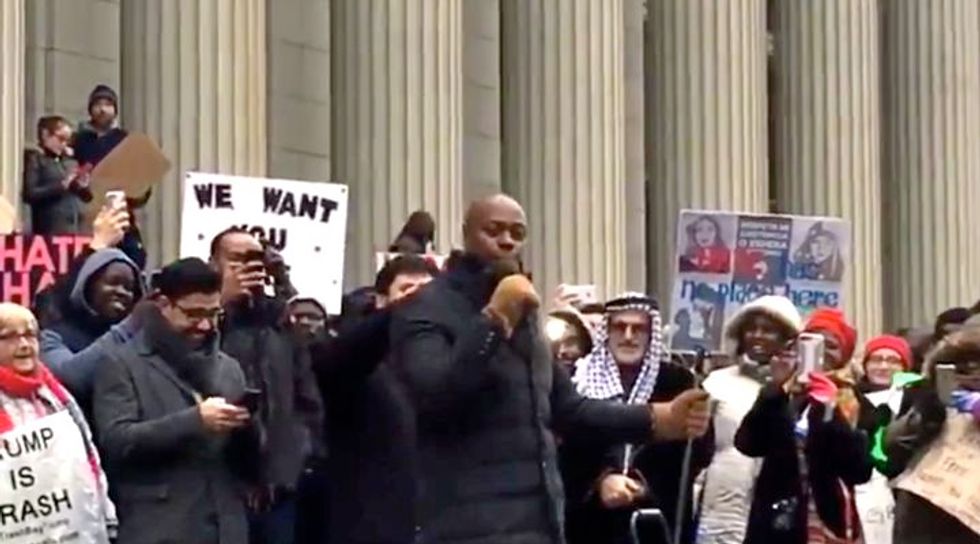 'It sucks!': Dave Chapelle surprises Ohio rally to blast Trump's Muslim ban