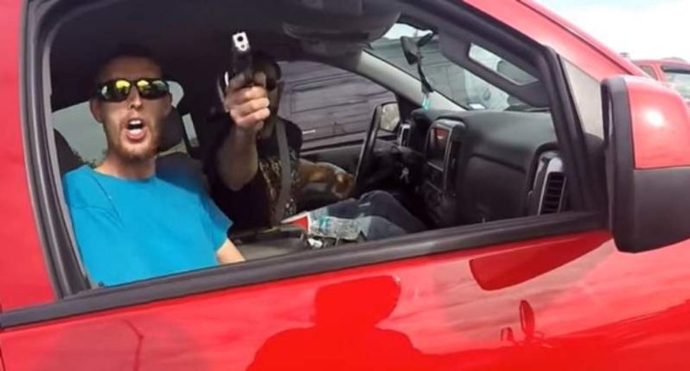 Video catches man's gun-waving road rage threat: 'You're all about to f*cking get shot'