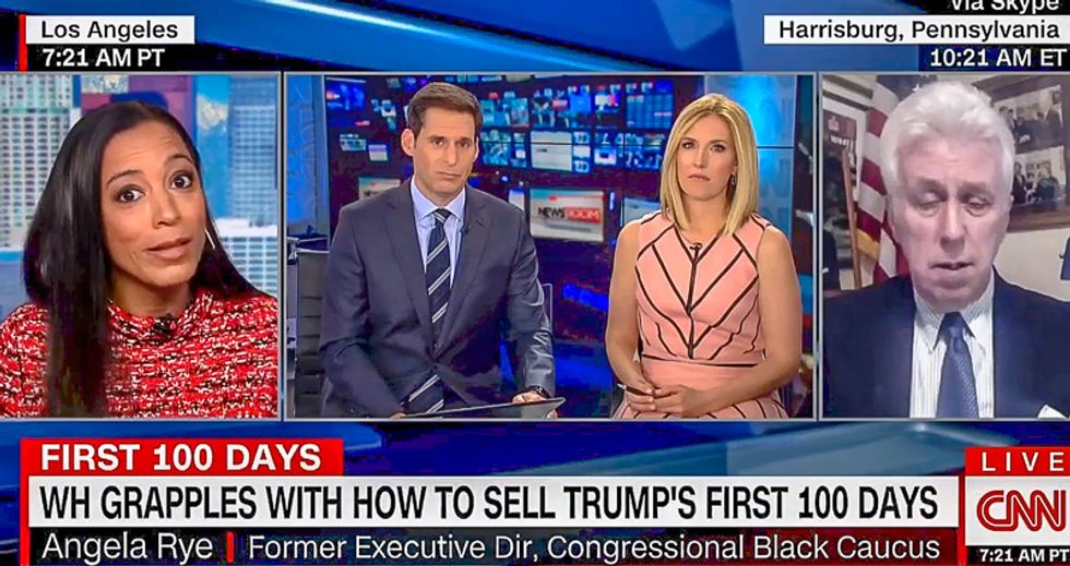 'He's winning on golfing': Angela Rye pounds Jeffrey Lord with common sense about Trump's first 100 days