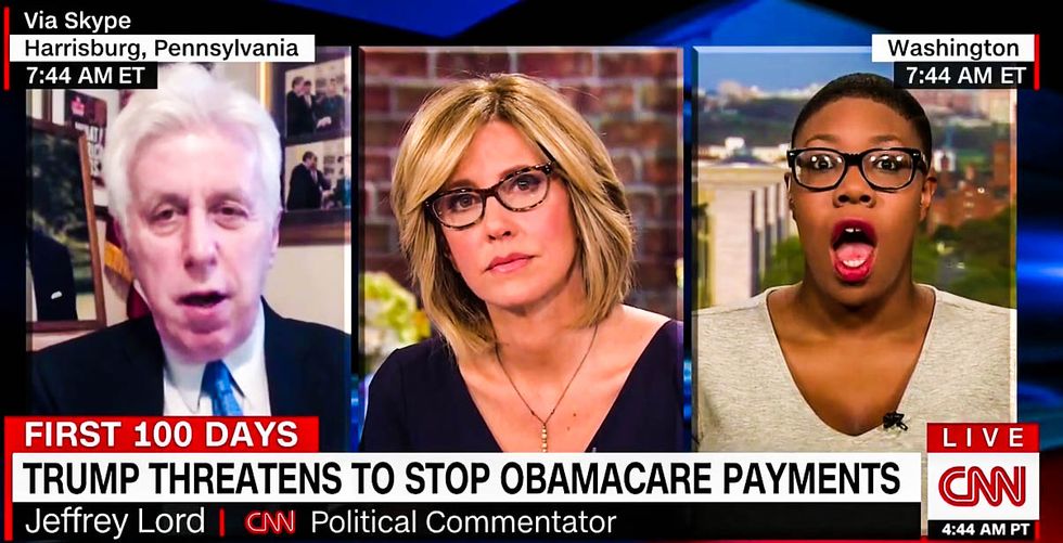 Symone Sanders rains hell on Jeffrey Lord for saying 'vagina-grabbing' President Trump is like MLK