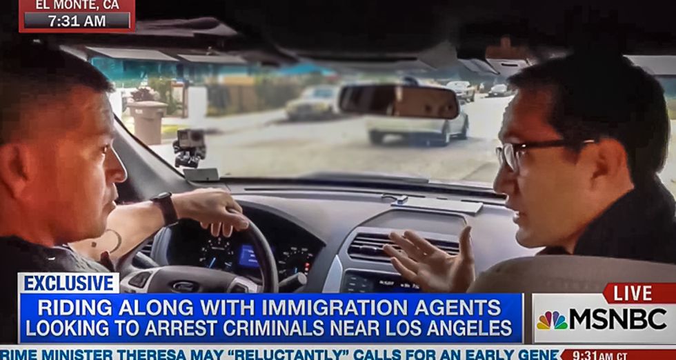 MSNBC bizarrely airs live immigrant 'roundup' with ICE to capture unsuspecting man when he steps out of home