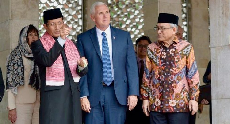 VP Pence tours Indonesian mosque in outreach to Muslims