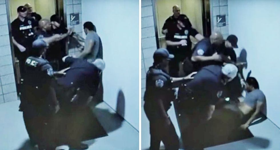 Graphic video shows gang of Arizona cops punching out man on cellphone