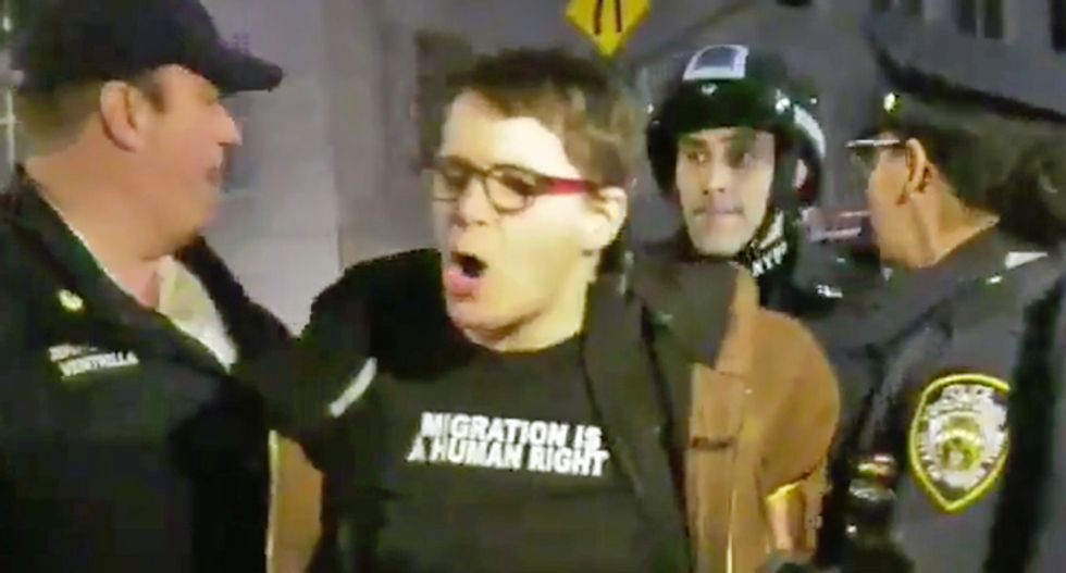 Anti-wall protesters arrested in front of Trump Tower in confrontation over fake 'emergency declaration'