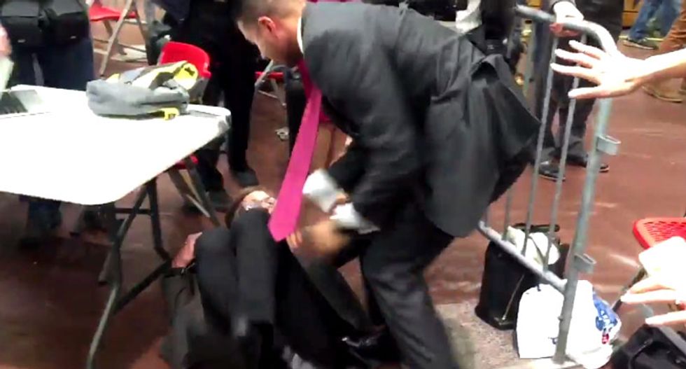 WATCH: Reporter at Trump rally gets slammed to the ground by a Secret Service agent