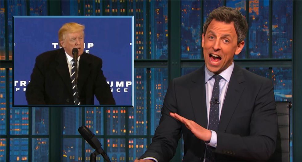 'You've failed!' Seth Meyers blisters Trump for being 'too ignorant' to know his first 100 days are a disaster