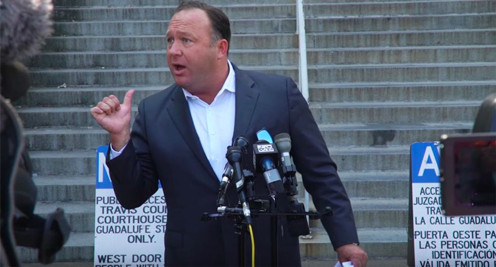 WATCH: Alex Jones holds bonkers press conference to rip reporters -- and warn about 'human animal chimeras'