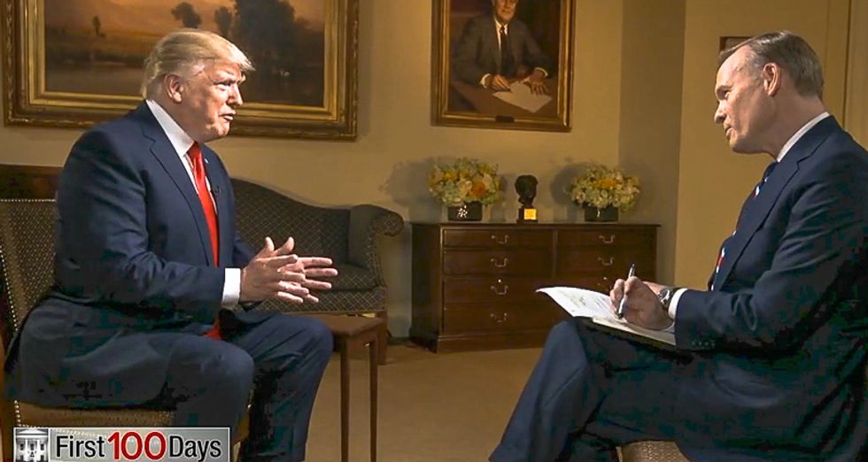 Trump snaps and calls CBS show 'Deface the Nation' after host points out policy reversals in first 100 days